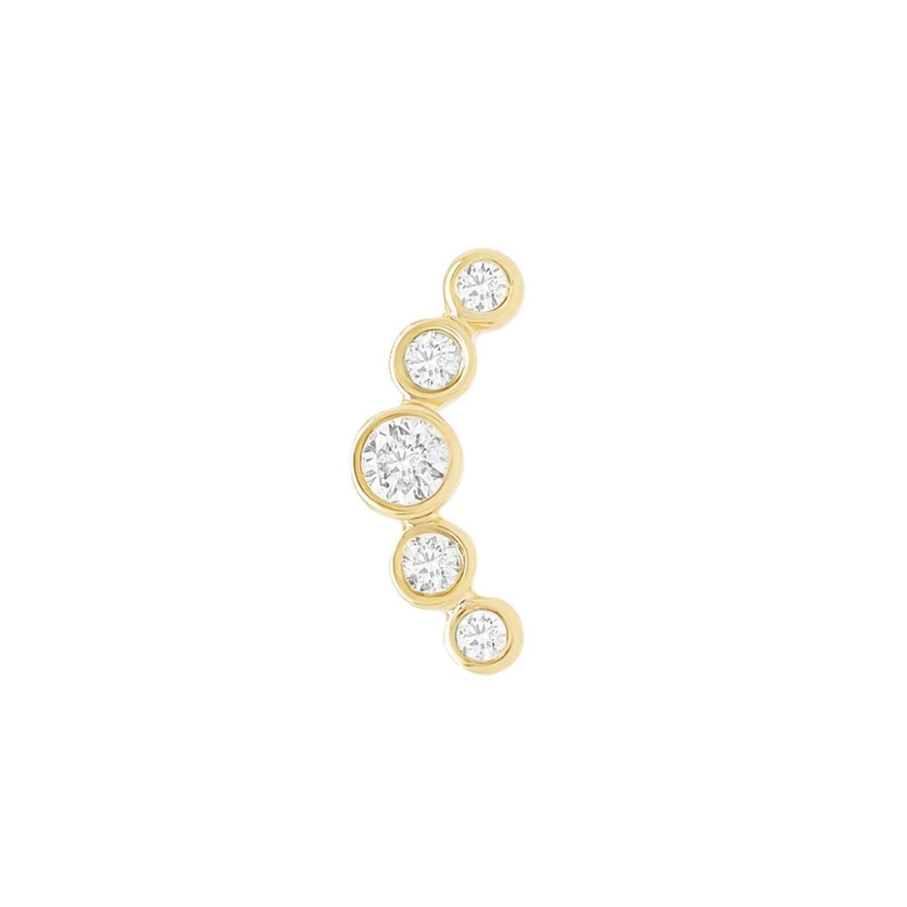 Porter Lyons Open Curve 5 Diamond Threaded Flat Back Earring 14k Solid Gold